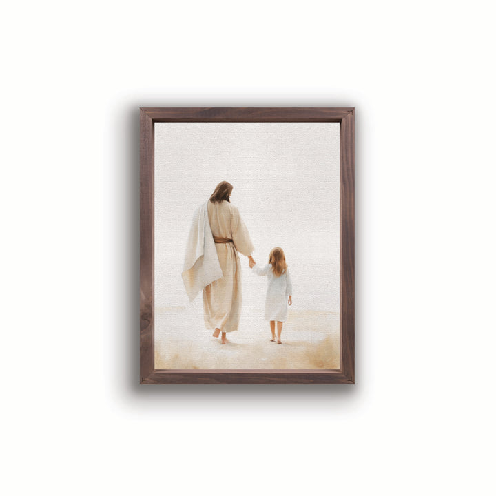 Jesus Walking With Child Framed Art