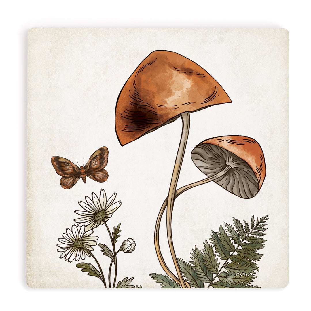 Mushroom Butterfly Floral Coaster