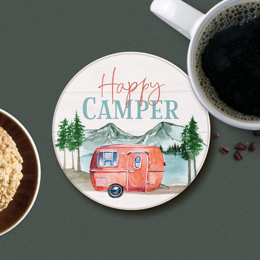 Happy Camper Round Coaster