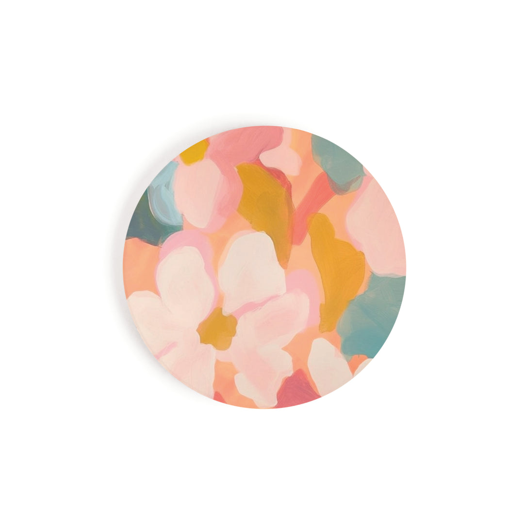 Pink Flower Abstract Car Coaster Single Pack
