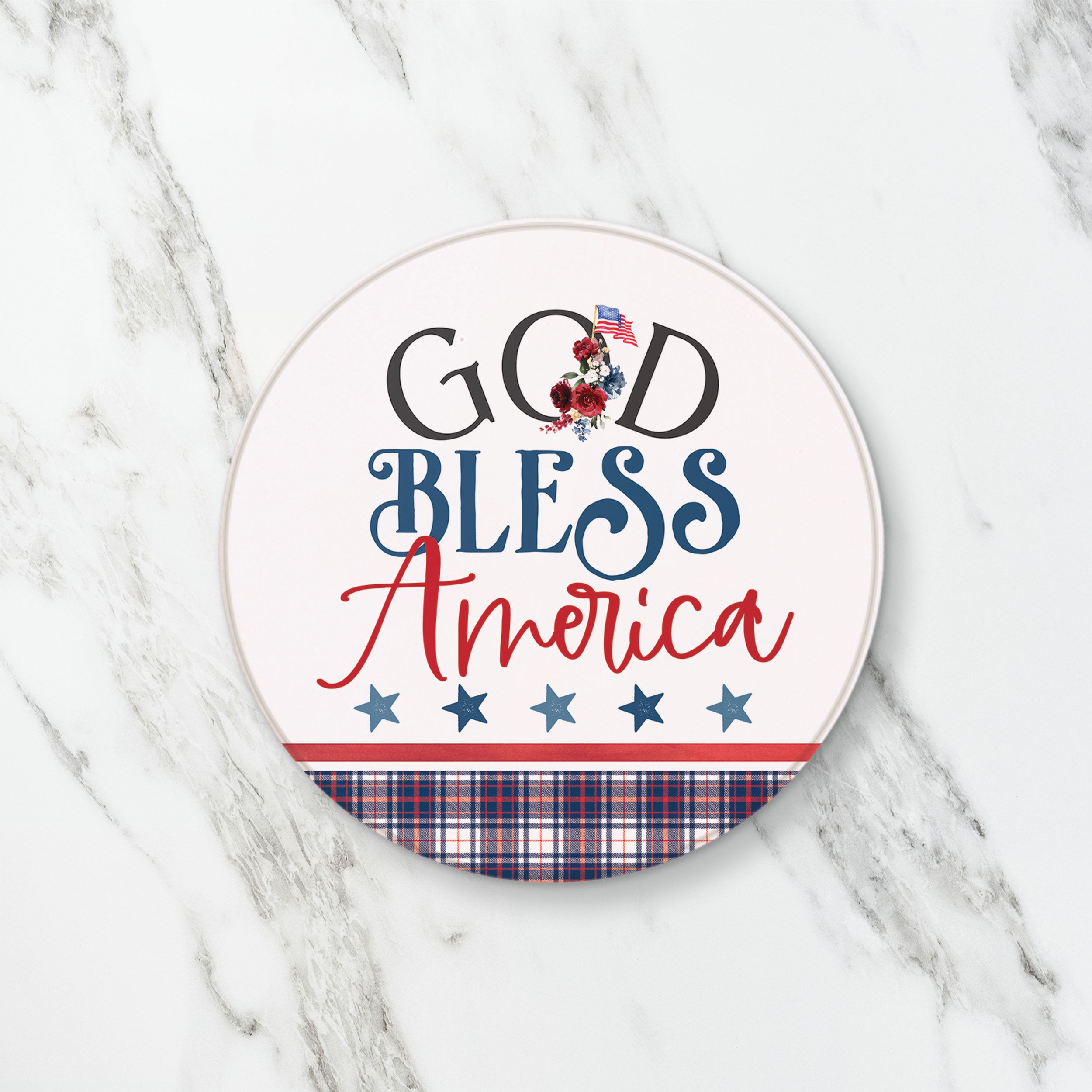 **My Home Sweet Home: God Bless America Round Coaster Set