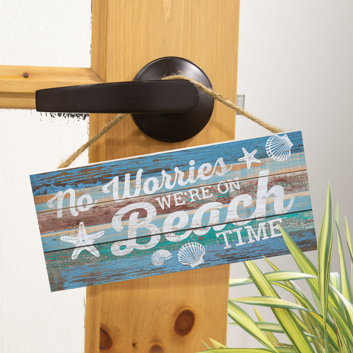 No Worries We're On Beach Time String Sign