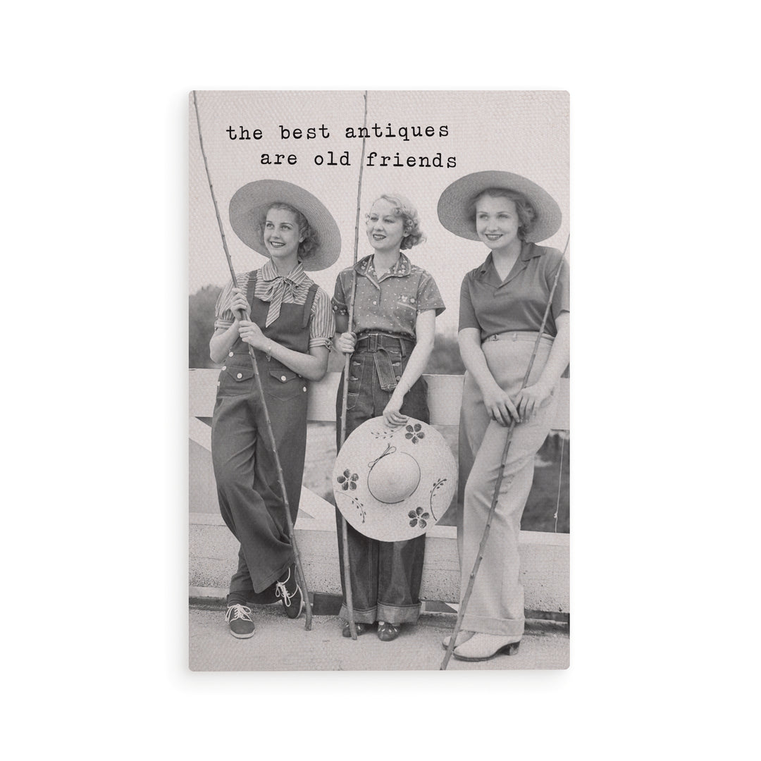 The Best Antiques Are Old Friends Wooden Postcard