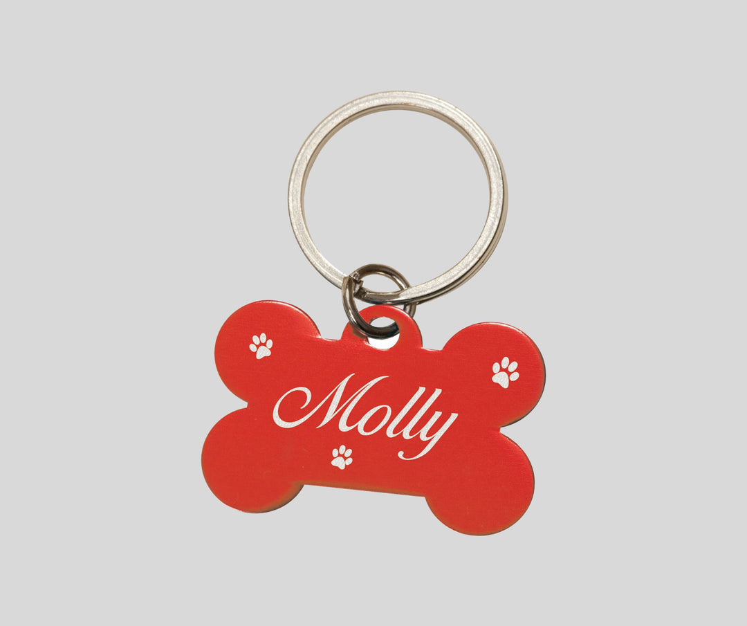 Personalized Red Bone Dog Tag Keychain