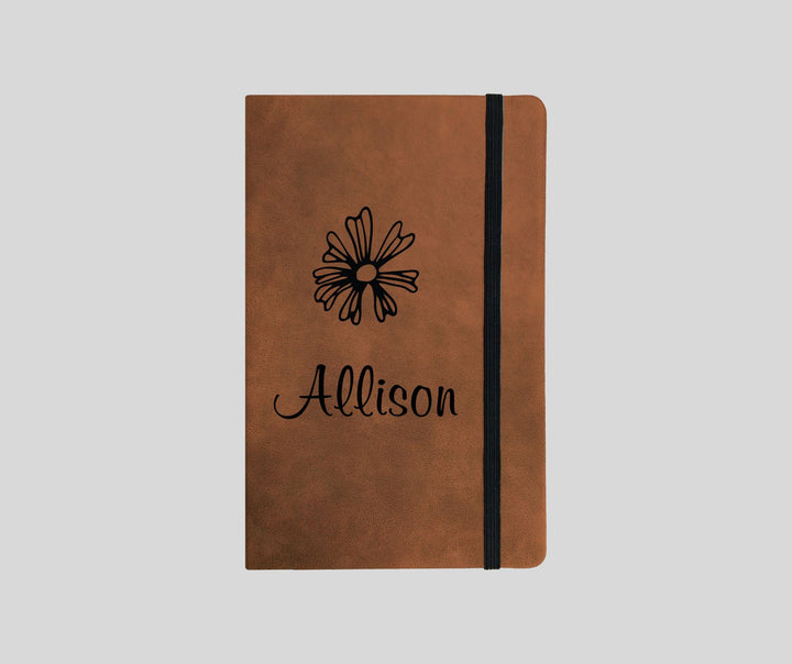 Personalized Tan Faux Leather Notebook Large A5