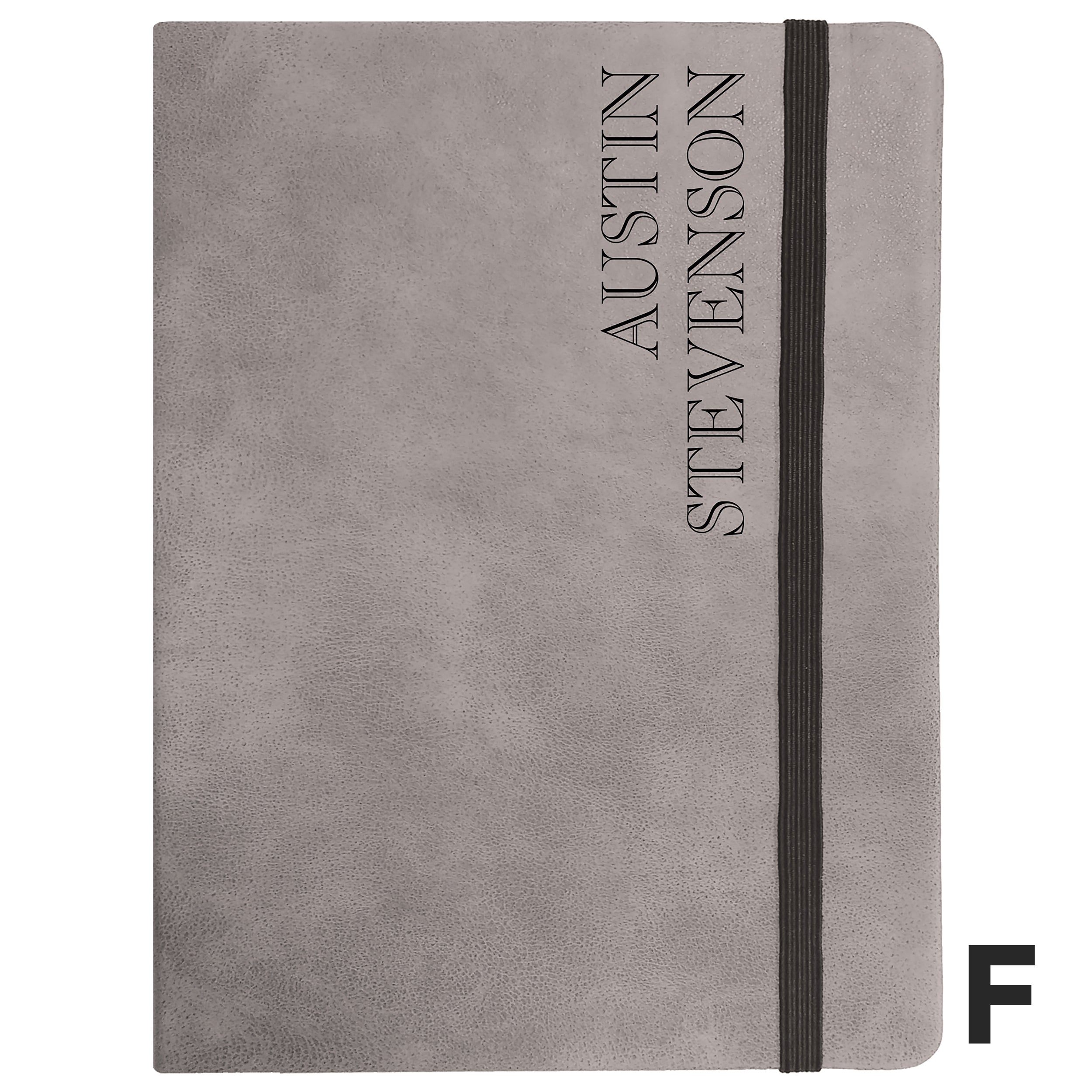 Personalized Grey Faux Leather Notebook Small A6