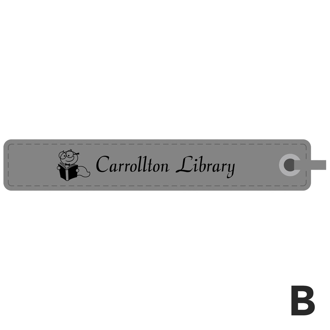 Personalized Grey Faux Leather Bookmark