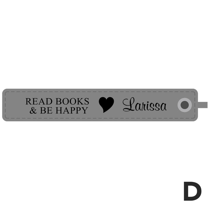 Personalized Grey Faux Leather Bookmark