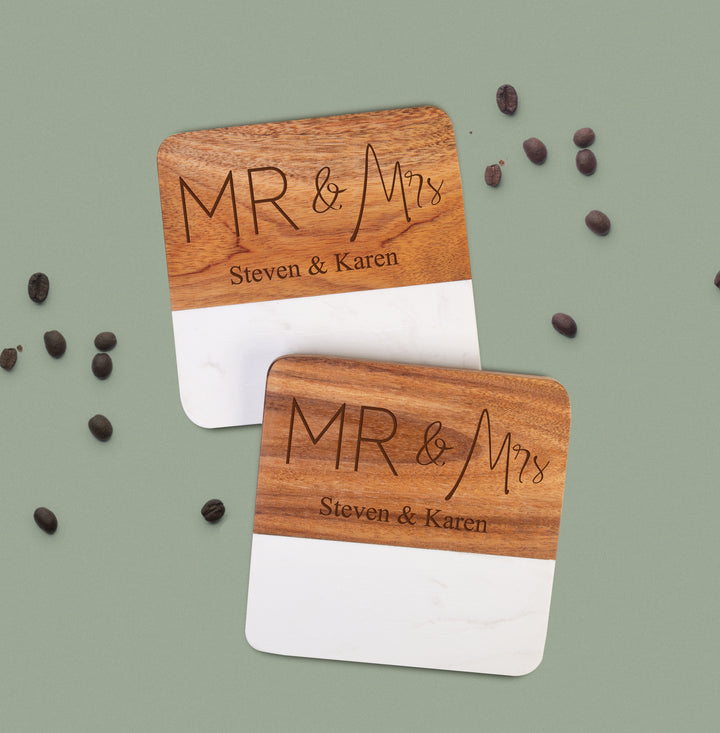 Personalized Faux Marble Coasters, 4-pack