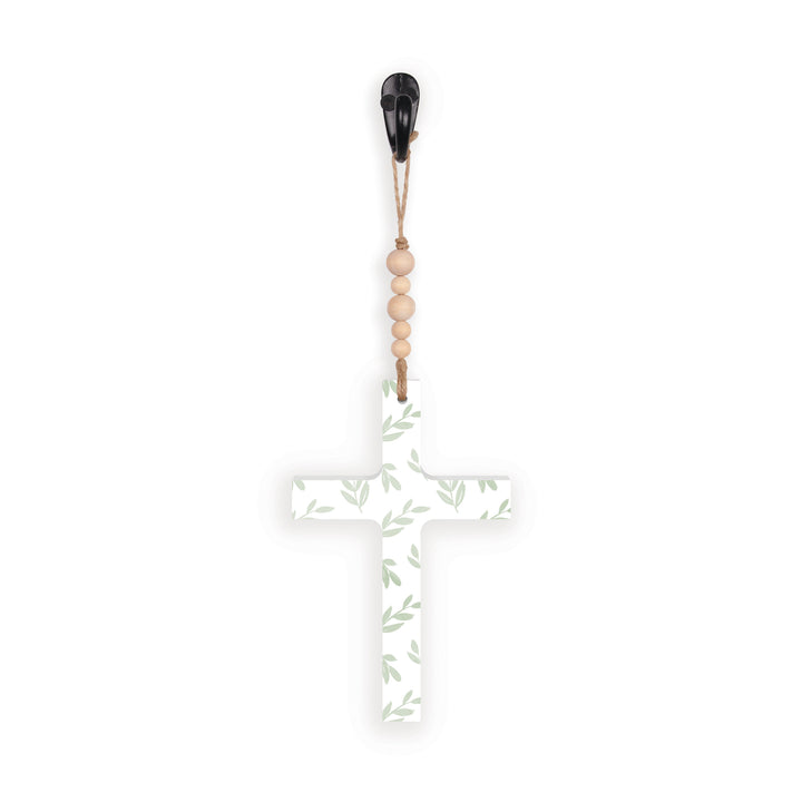 Personalized Hanging Beaded Cross Print