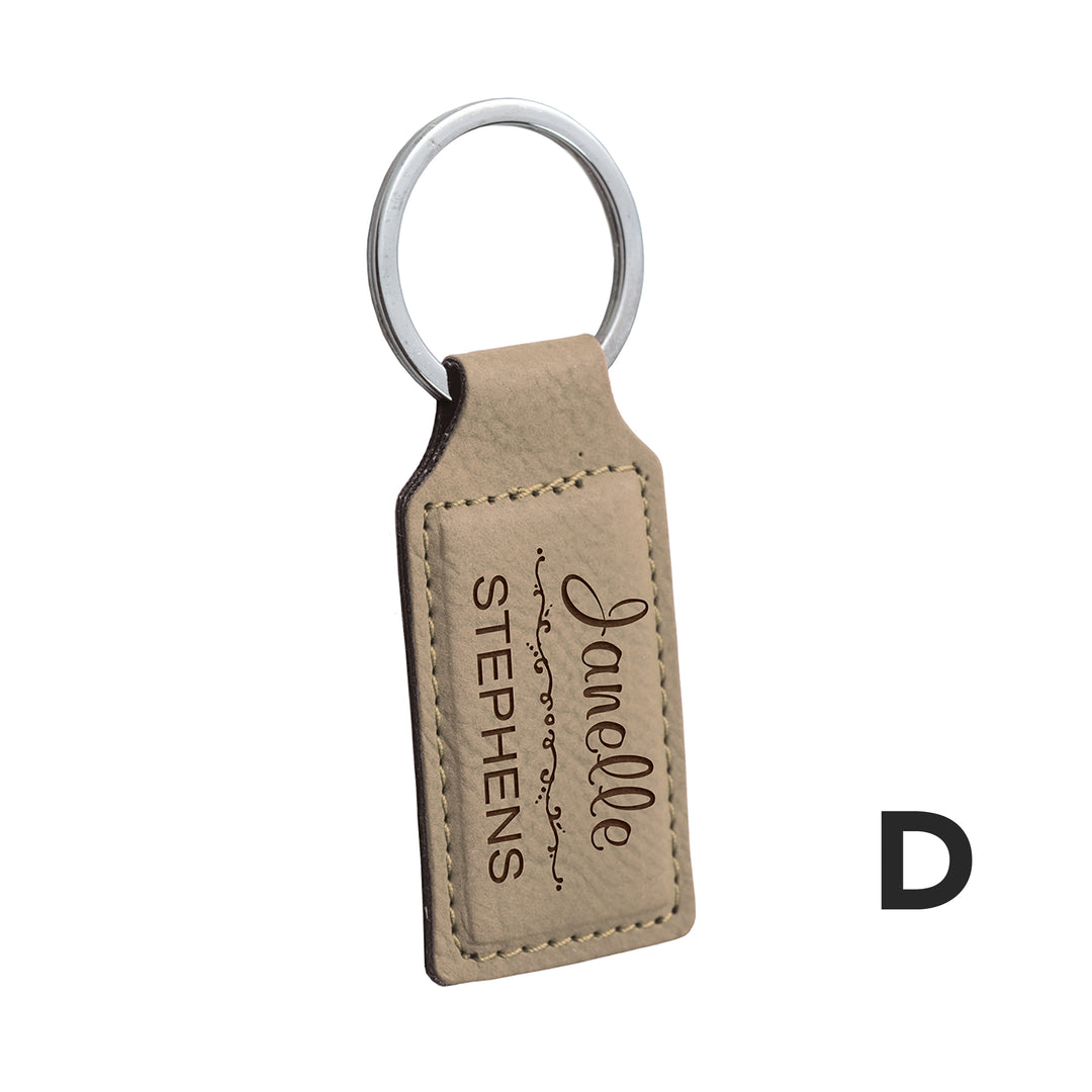 Personalized Tan Faux Leather Keychain