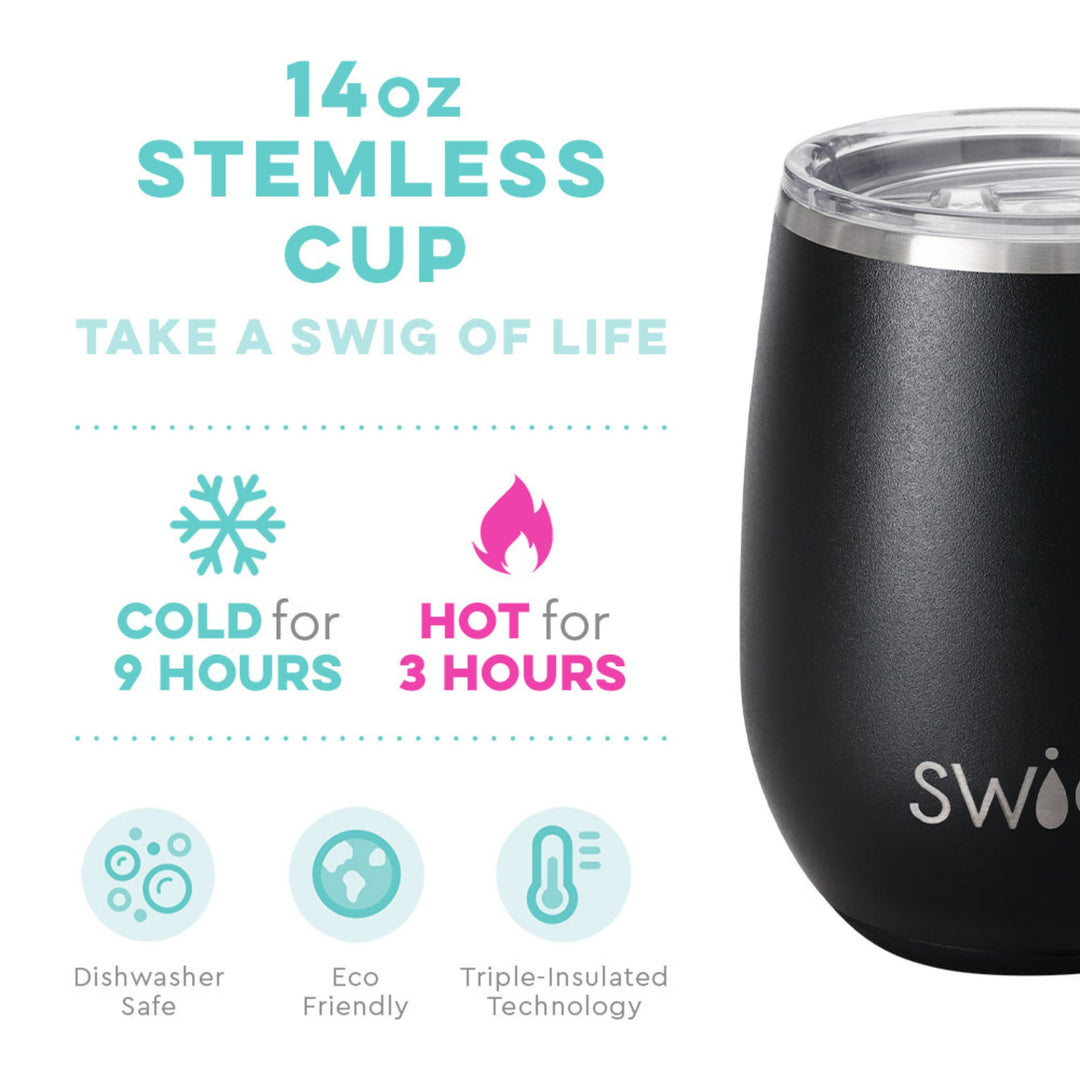 *Personalized Swig Black Stemless Cup (14oz)