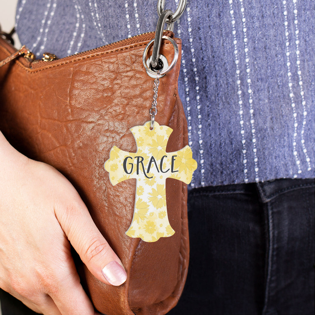 Grace Acrylic Cross Key Chain
