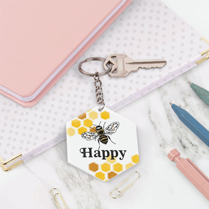 Bee Happy Key Chain