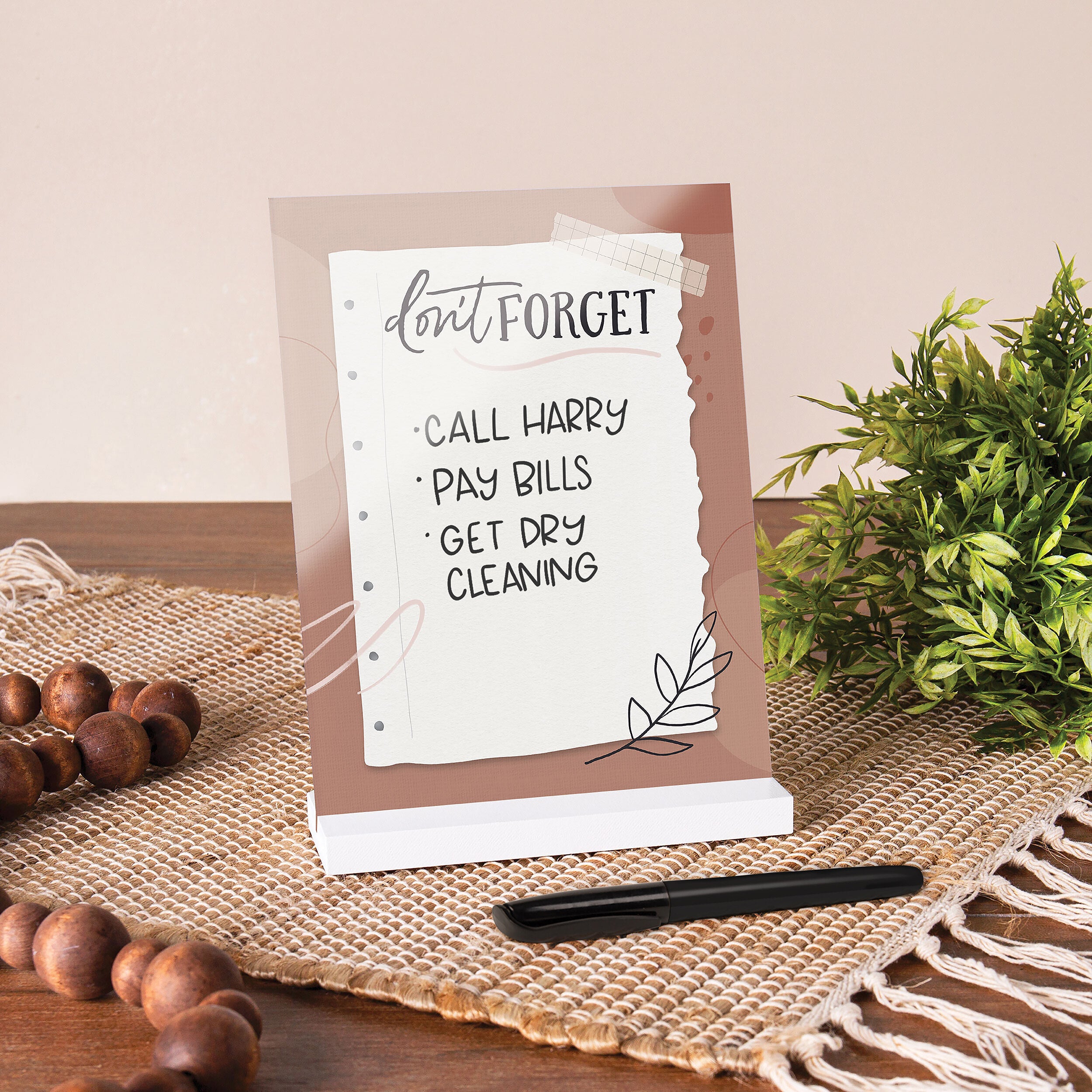 **Don't Forget Dry Erase Marker Board with Wooden Base