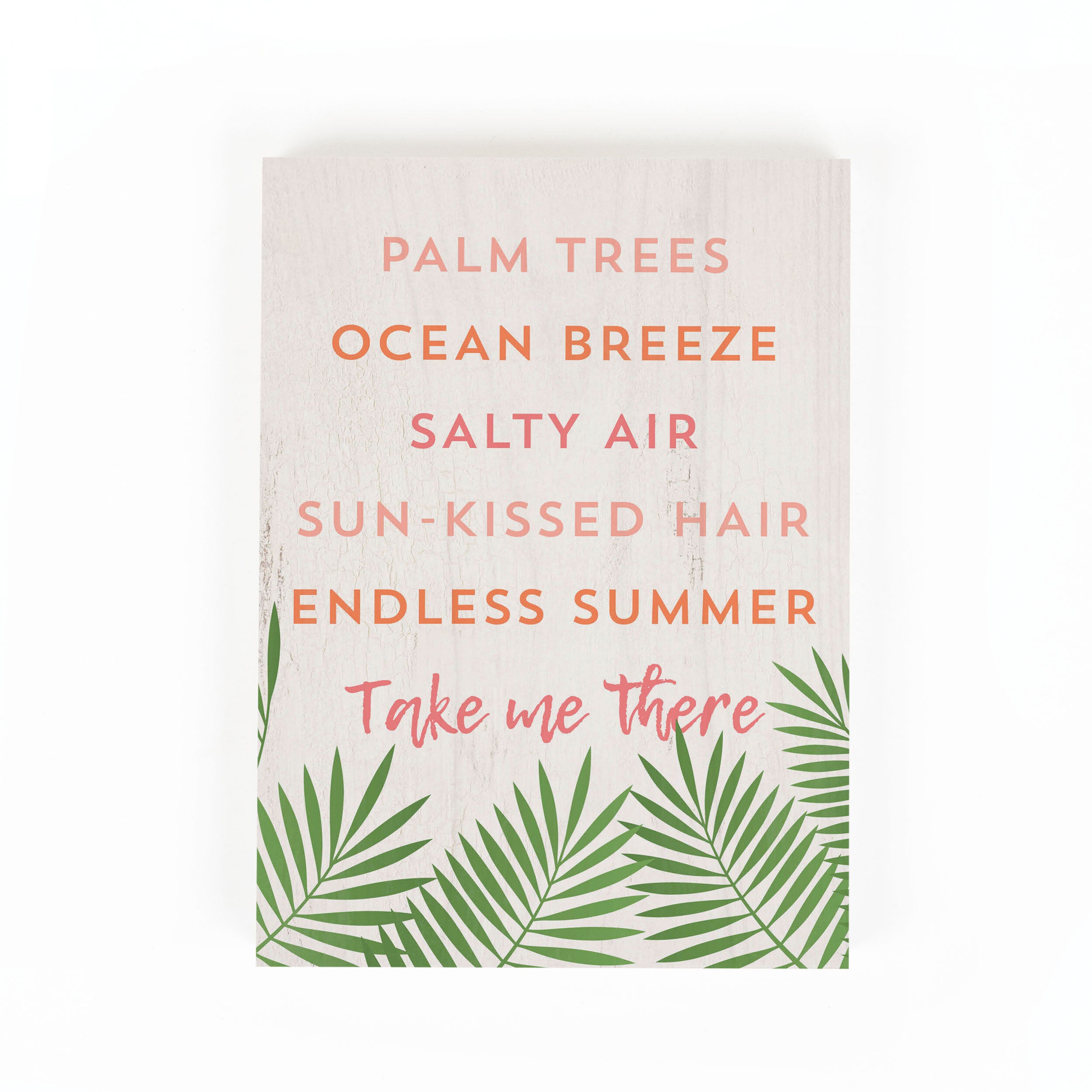 **Palm Trees Ocean Breeze Salty Air Sun Kissed Hair Wood Block Décor
