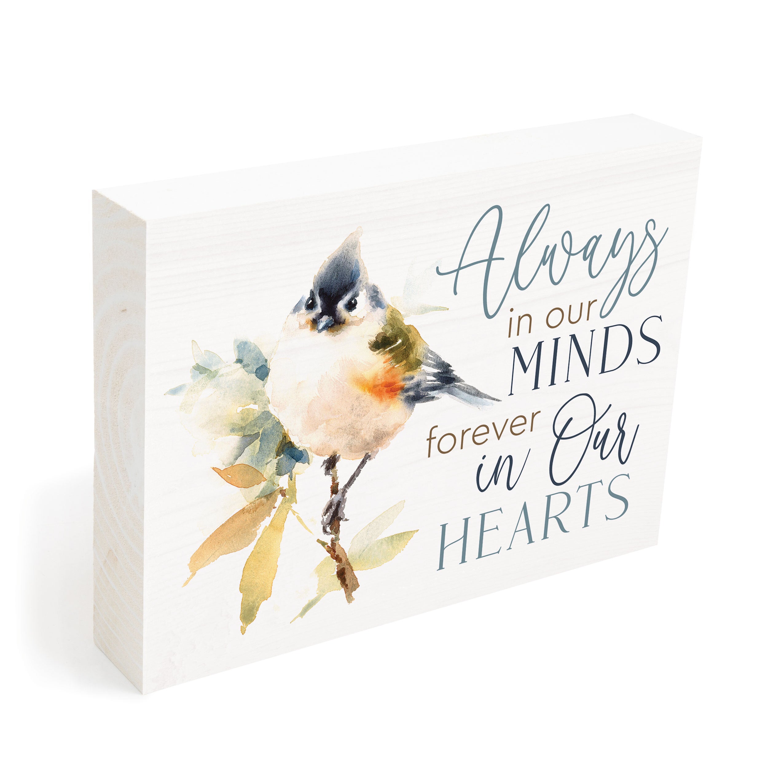 Always In Our Minds, Forever In Our Hearts Barnhouse Bird Wood Block Décor