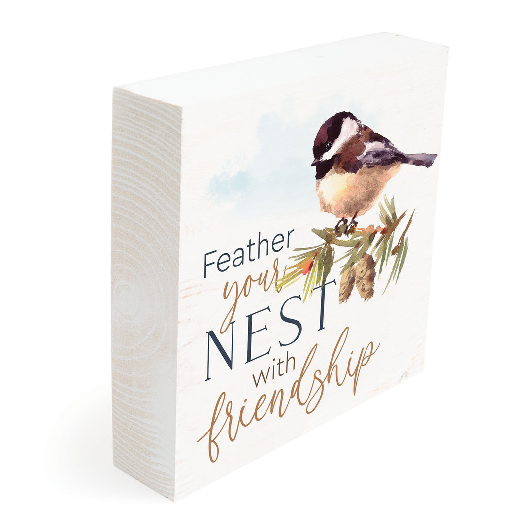 Feather Your Nest With Friendship Bird Barnhouse Wood Block Décor