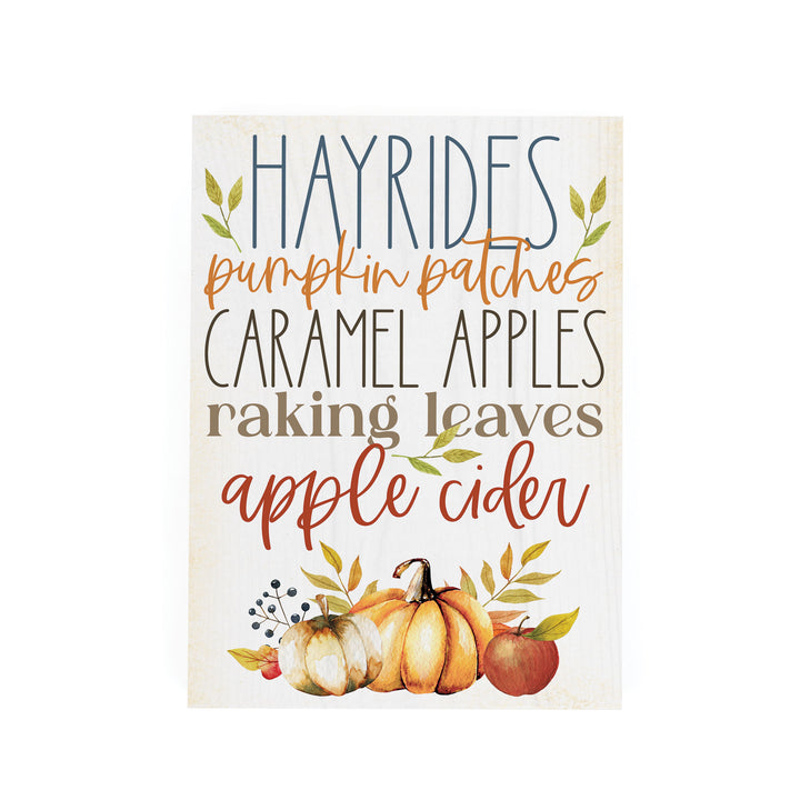 Hayrides, Pumpkin Patches Fall Barnhouse Wood Block Décor
