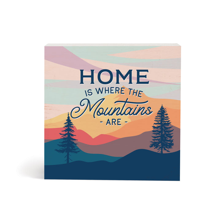 Home Is Where The Mountains Are Wood Block Décor