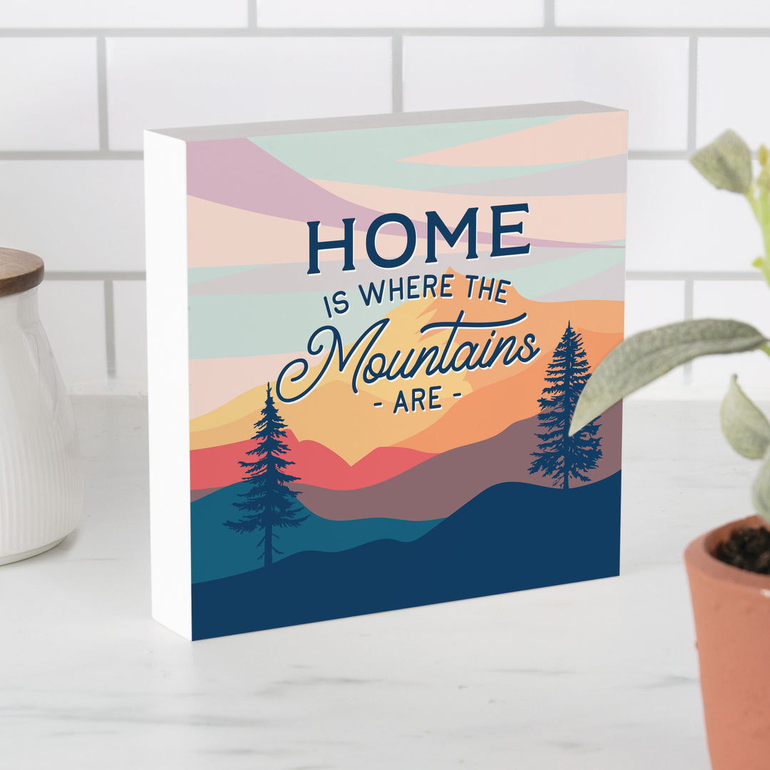 Home Is Where The Mountains Are Wood Block Décor