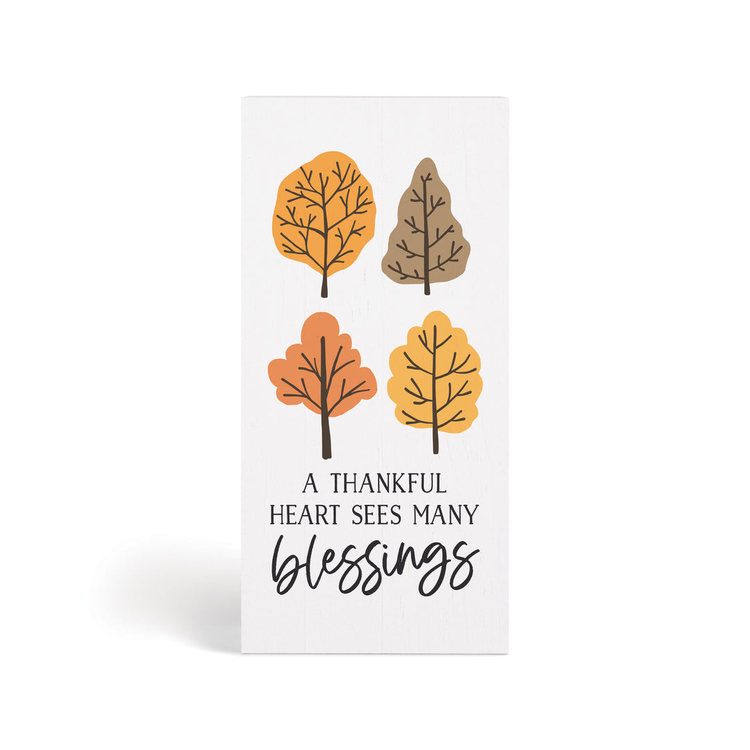 A Thankful Heart Sees Many Blessings Wood Block Décor