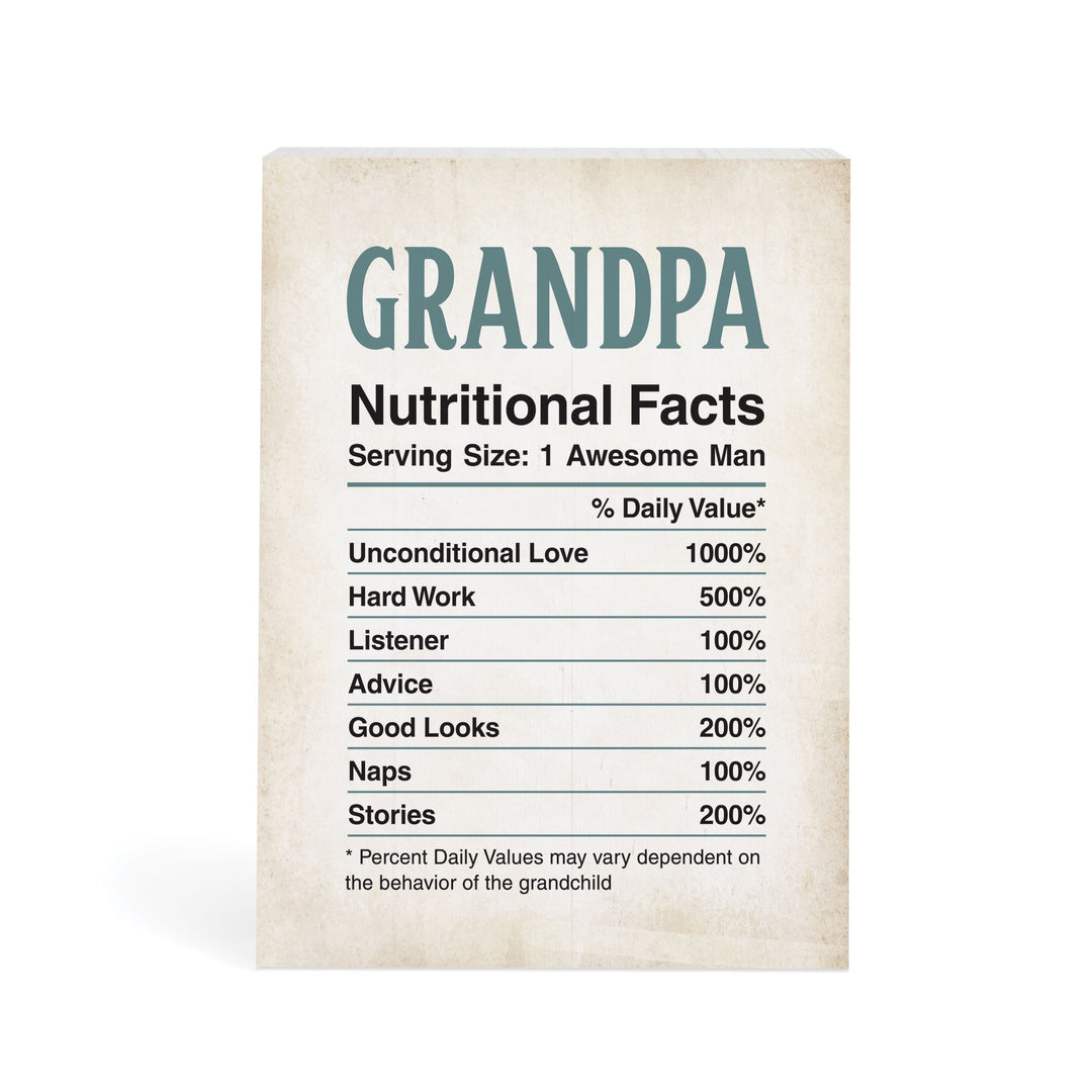 Grandpa Nutritional Facts Word Block