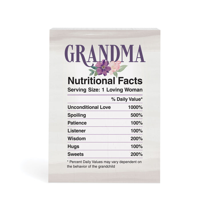 Grandma Nutritional Facts Word Block
