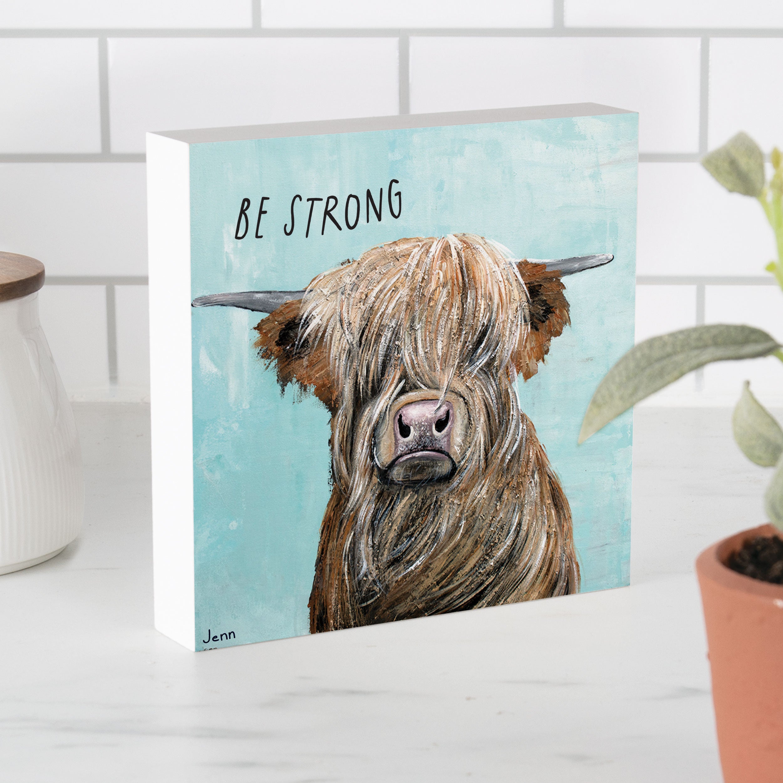Be Strong Wood Block Décor