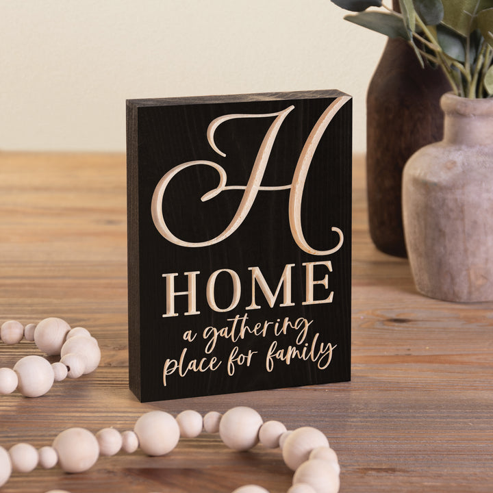 H Home A Gathering Place For Family Word Block
