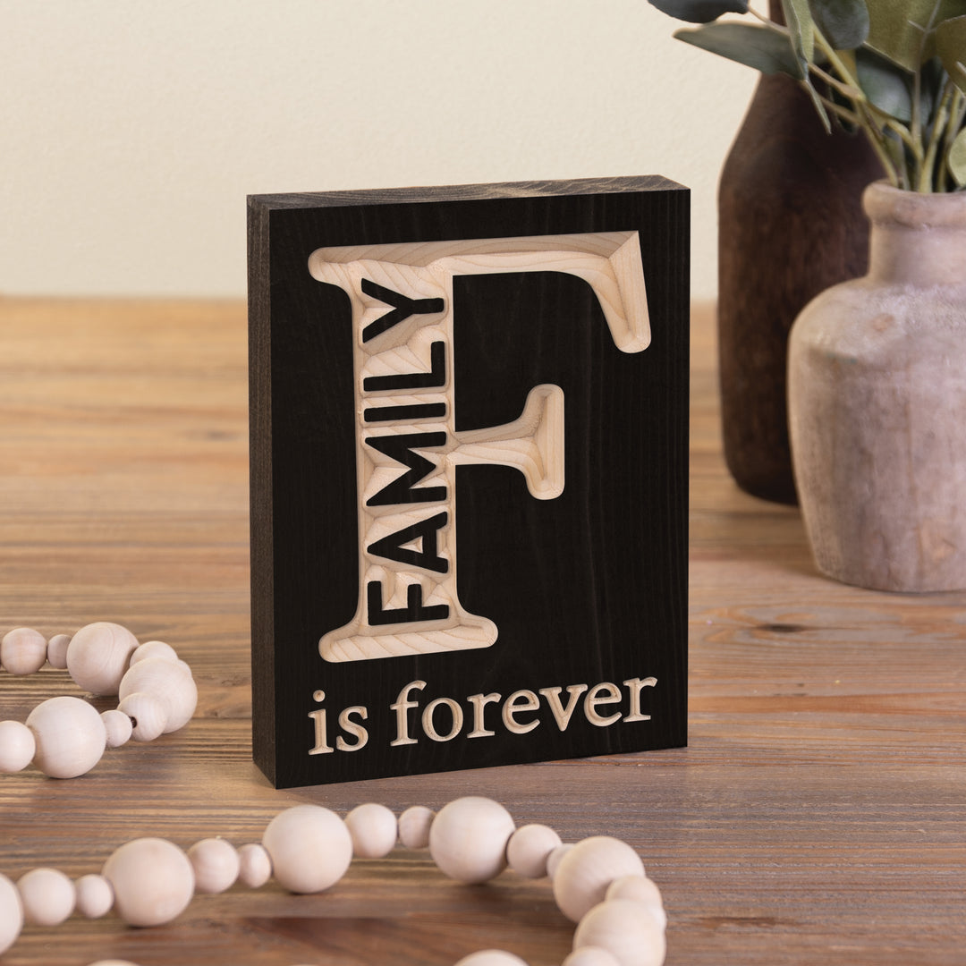 F Family Is Forever Word Block