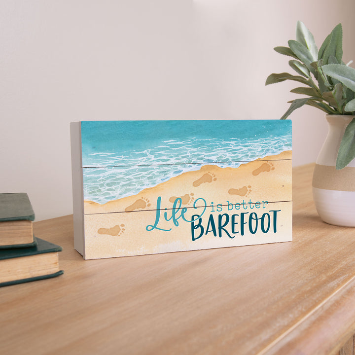 Life is Better Barefoot Tabletop Pallet Décor
