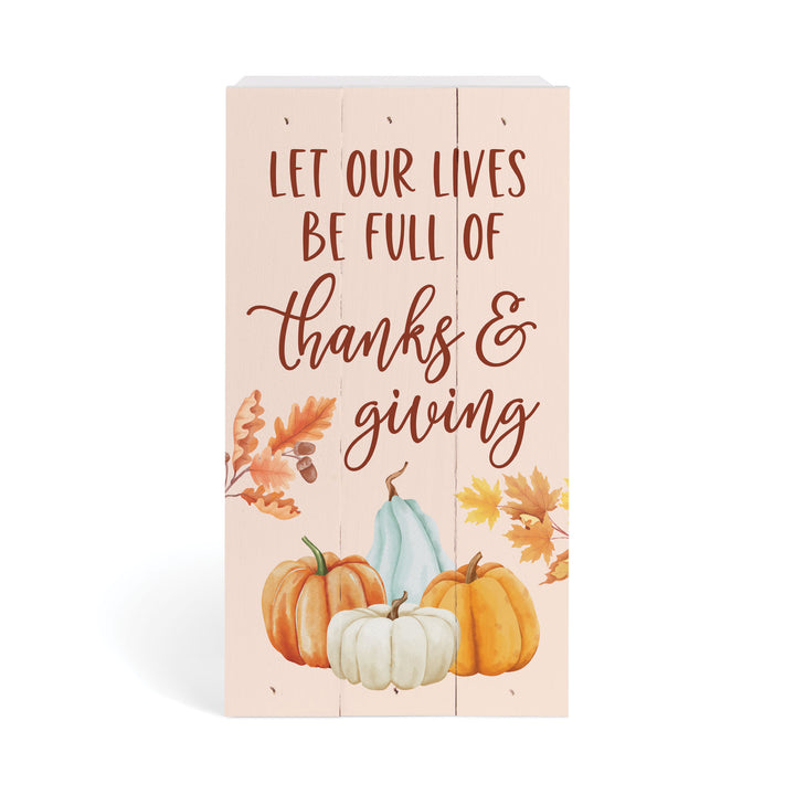 Let Our Lives Be Full Of Thanks & Giving Tabletop Pallet Décor