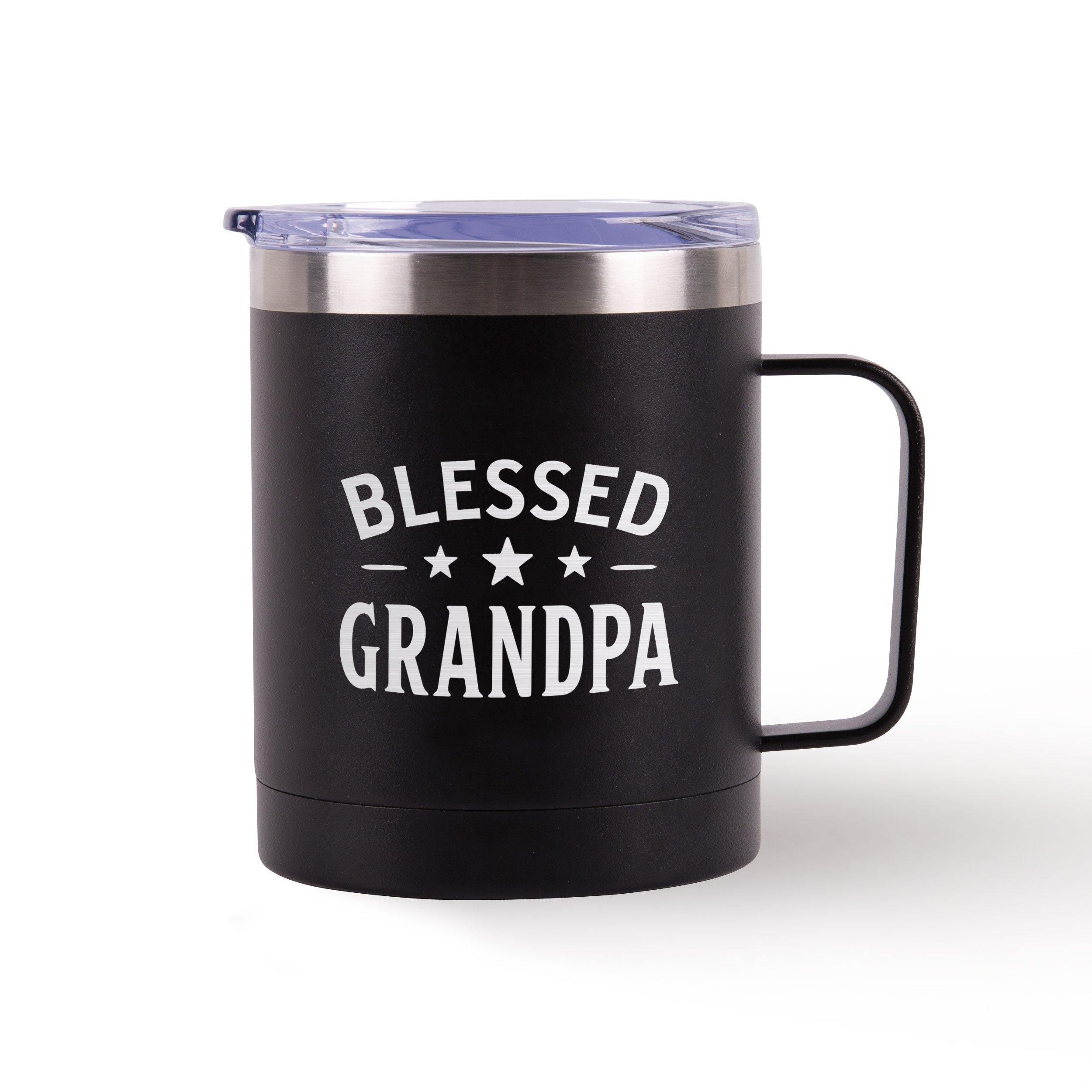 Blessed Grandpa Black Tumbler With Handle 12Oz.