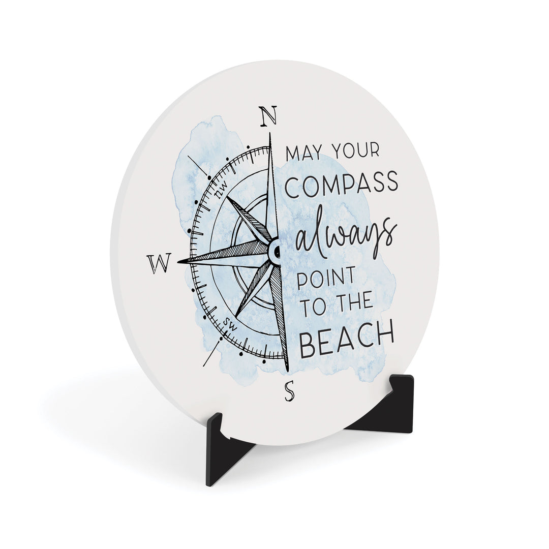 May Your Compass Always Point to The Beach Ornate Tabletop Décor with Easel