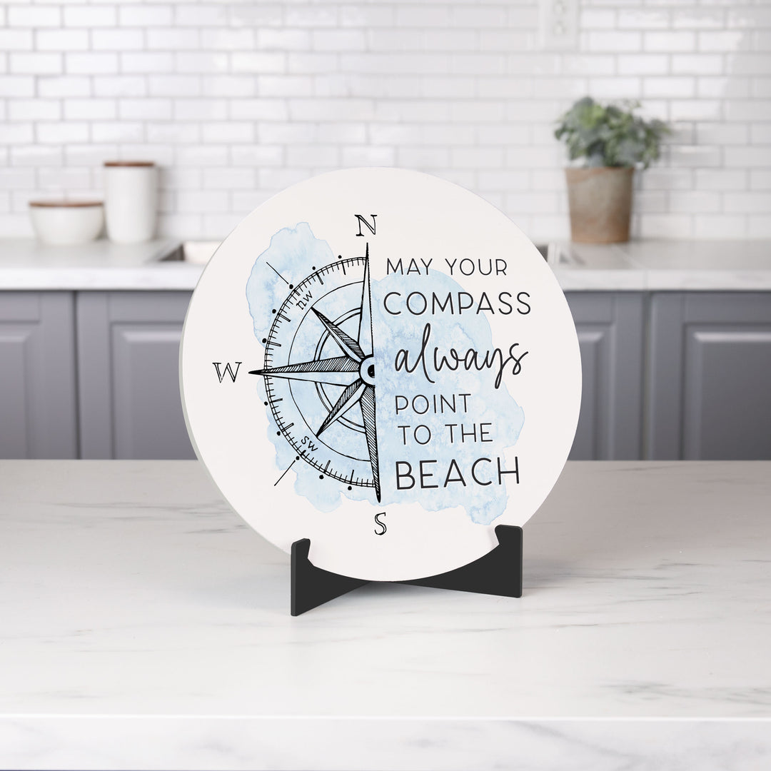 May Your Compass Always Point to The Beach Ornate Tabletop Décor with Easel