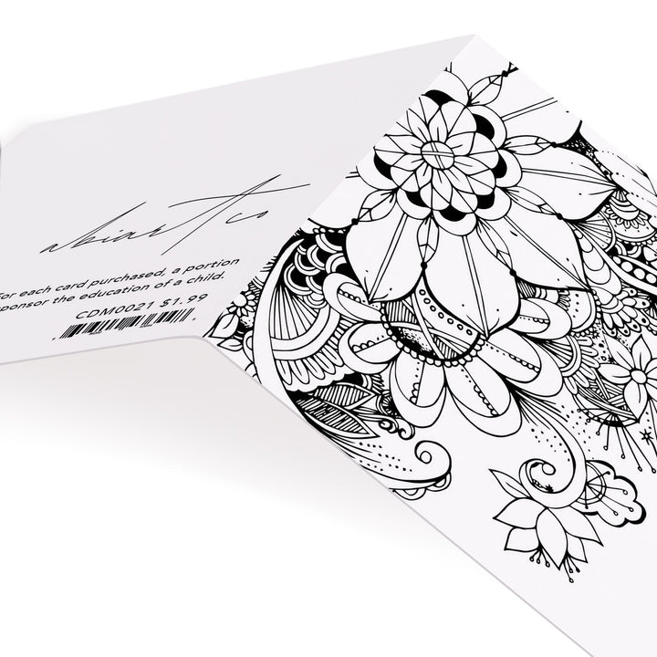 Floral Line Art Mini Cutesy Card