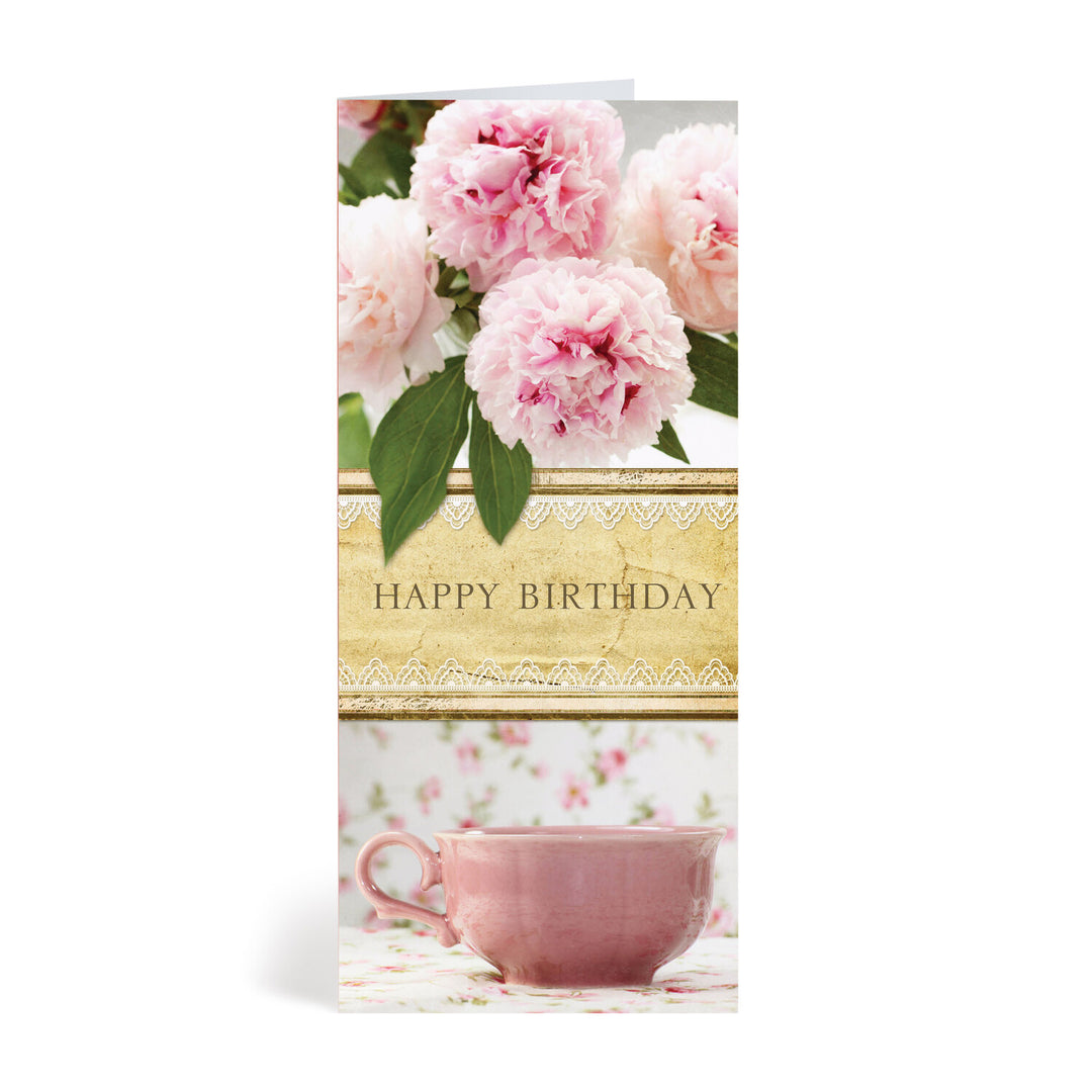 Pink Tea Birthday Greeting Card