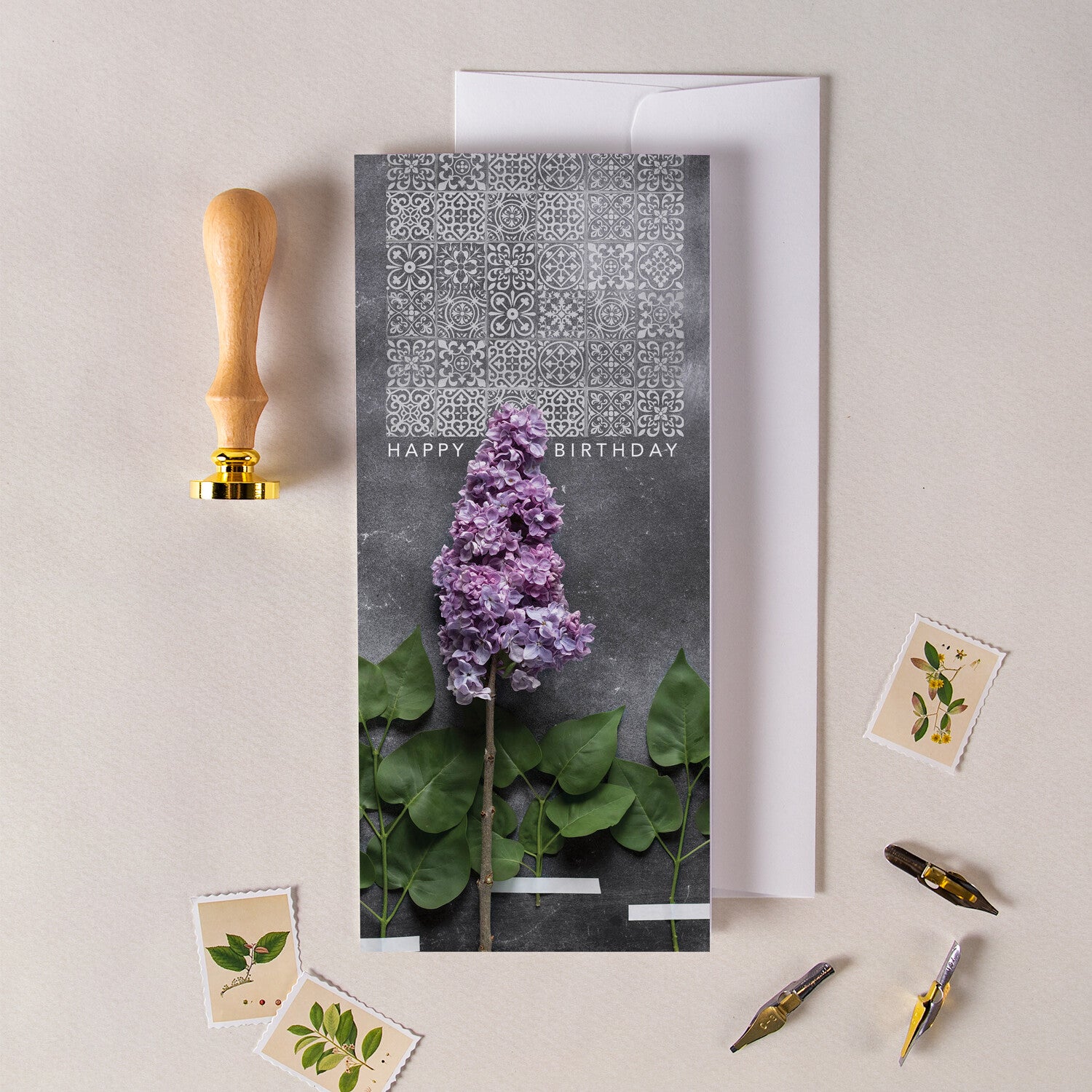 Deconstructed Lilac Birthday Greeting Card