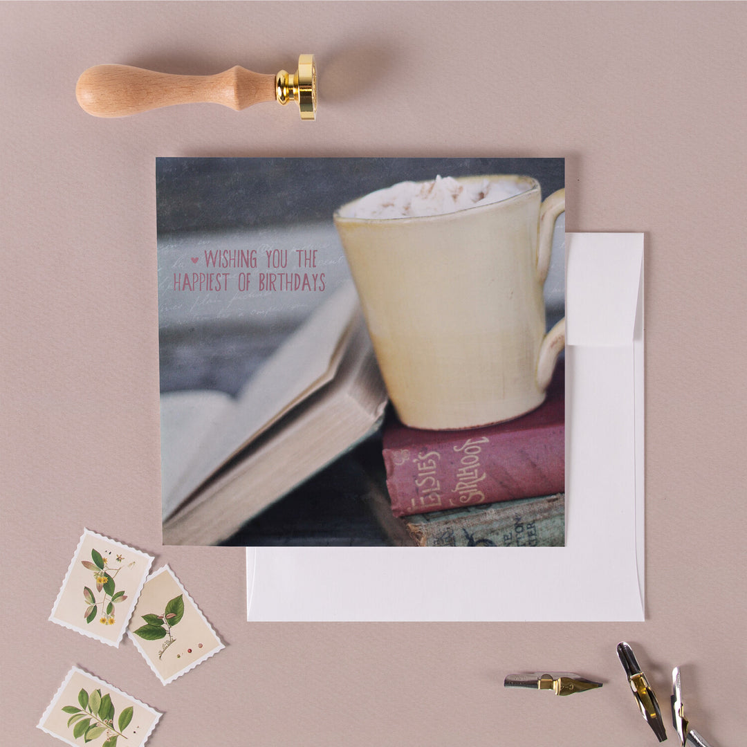 Coffee & Books Birthday Greeting Card
