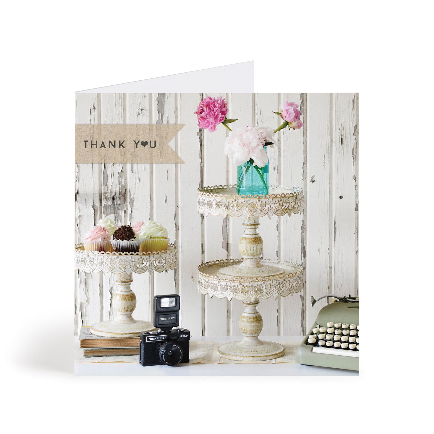 Cupcakes & Flowers Thank You Greeting Card