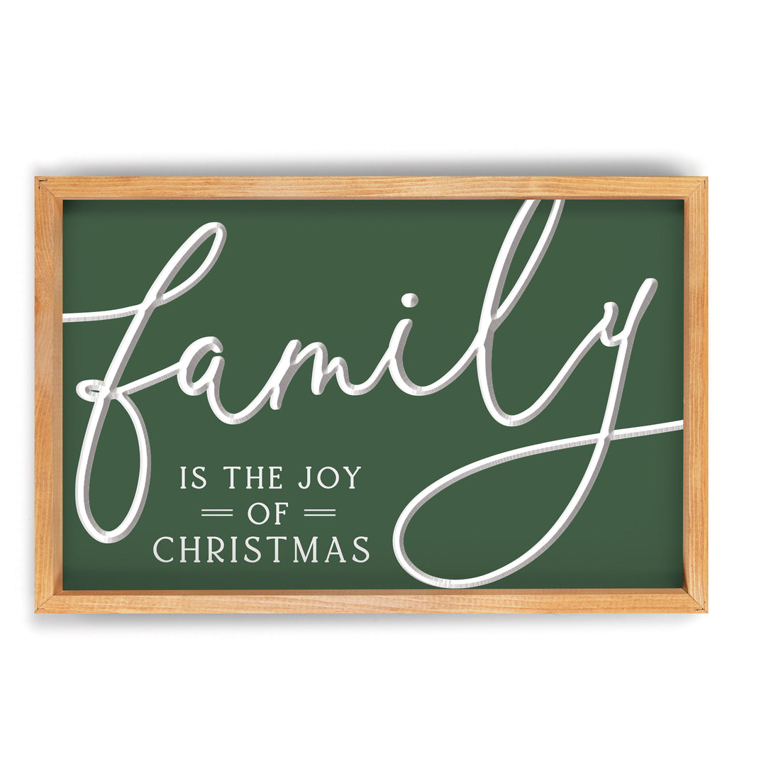 Family Is The Joy Of Christmas Carved Framed Art