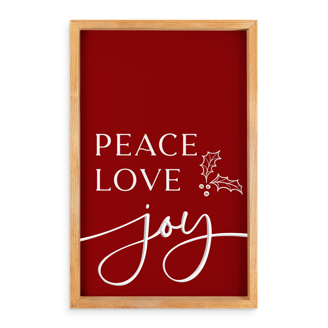 Peace Love Joy Carved Framed Art