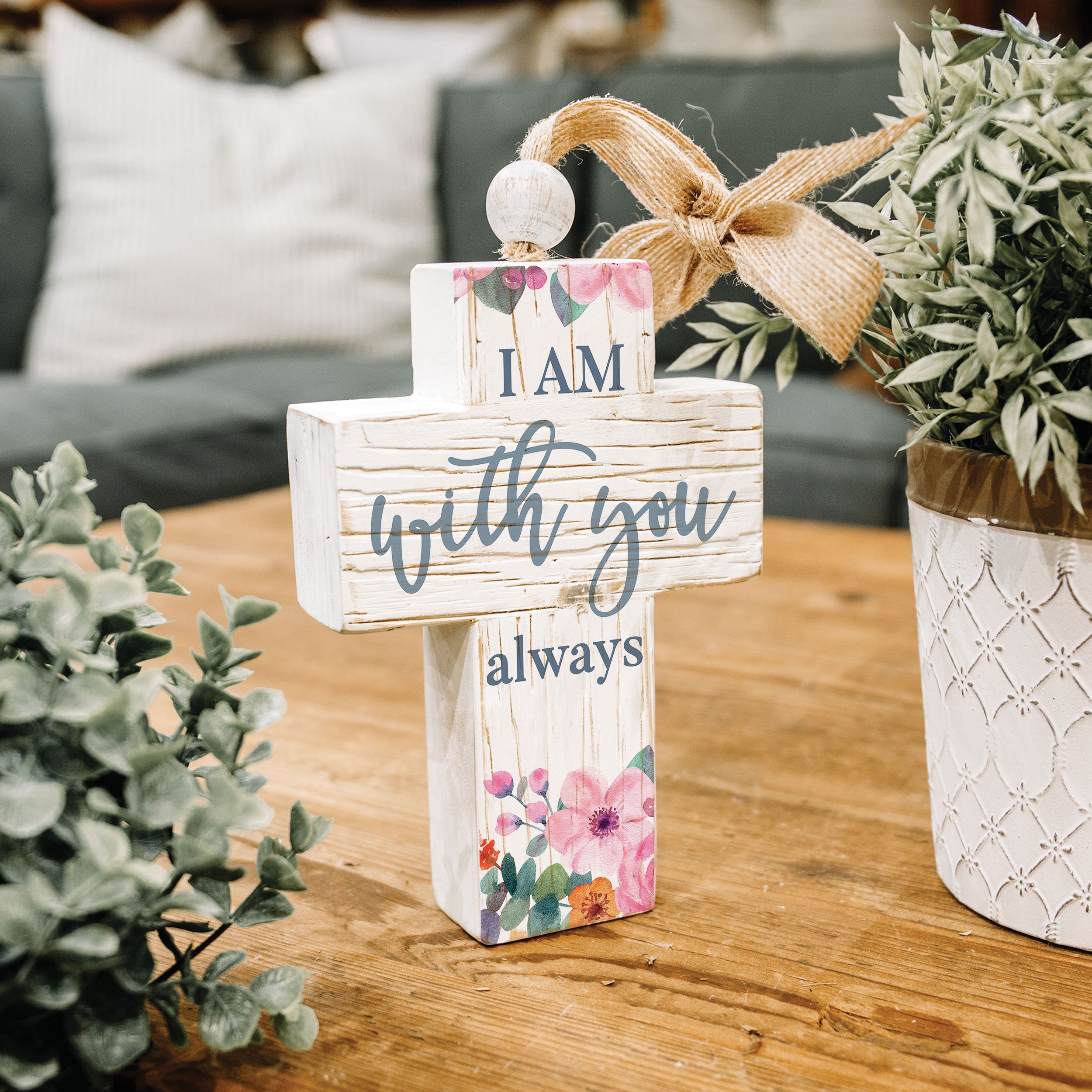 I Am With You Always Tabletop Cross Décor