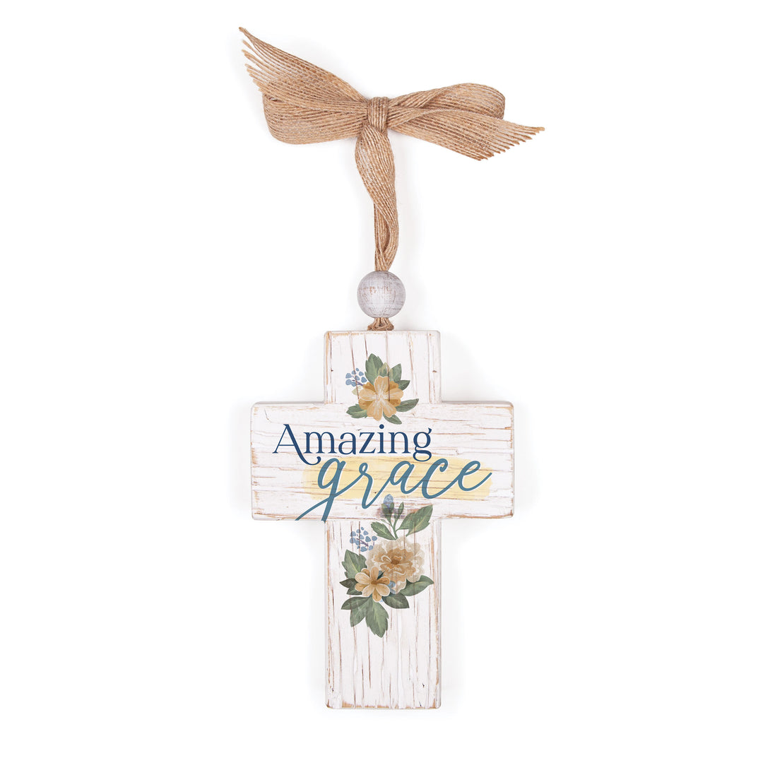 Amazing Grace Distressed Cross with Ribbon