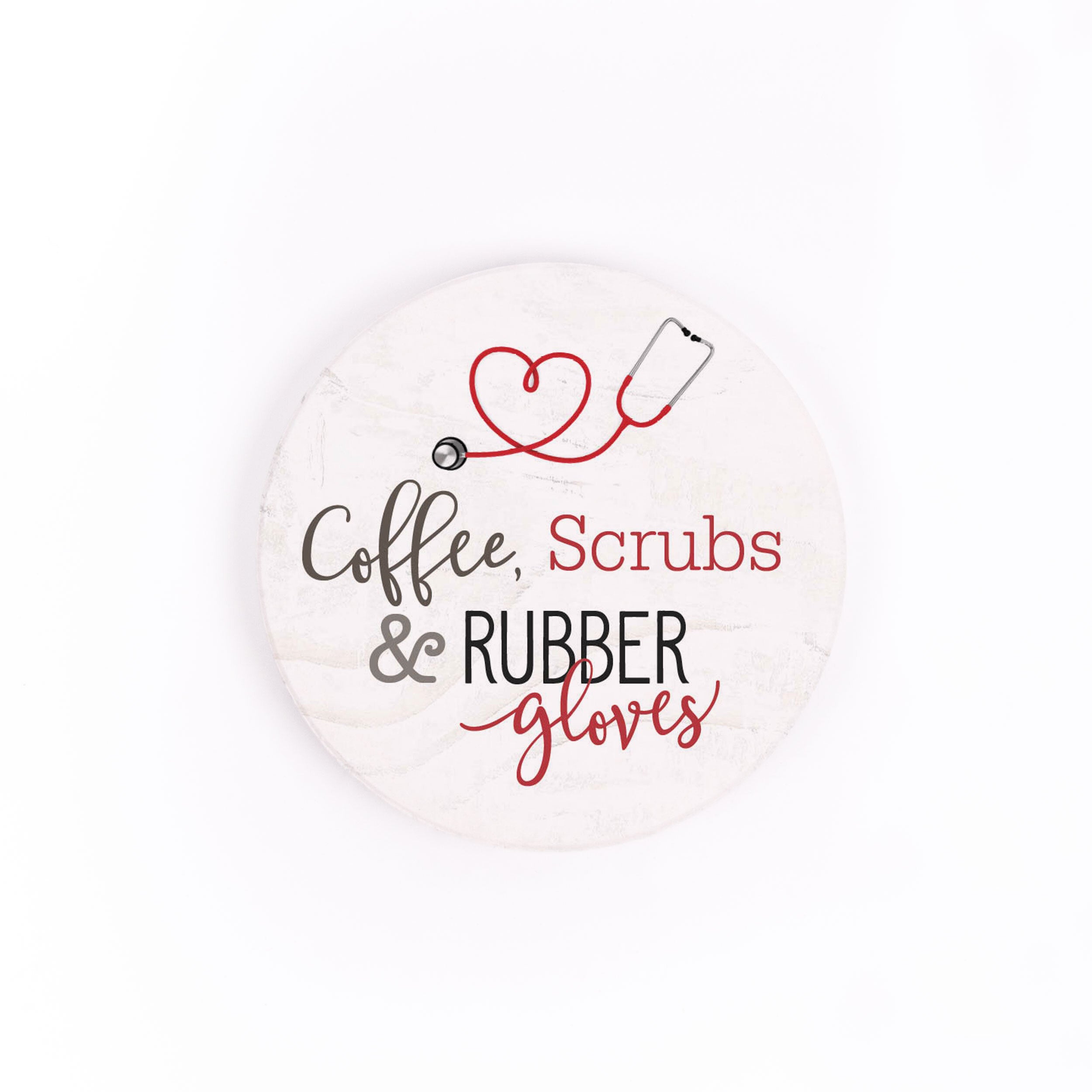 **Coffee Scrubs And Rubber Gloves Car Coaster