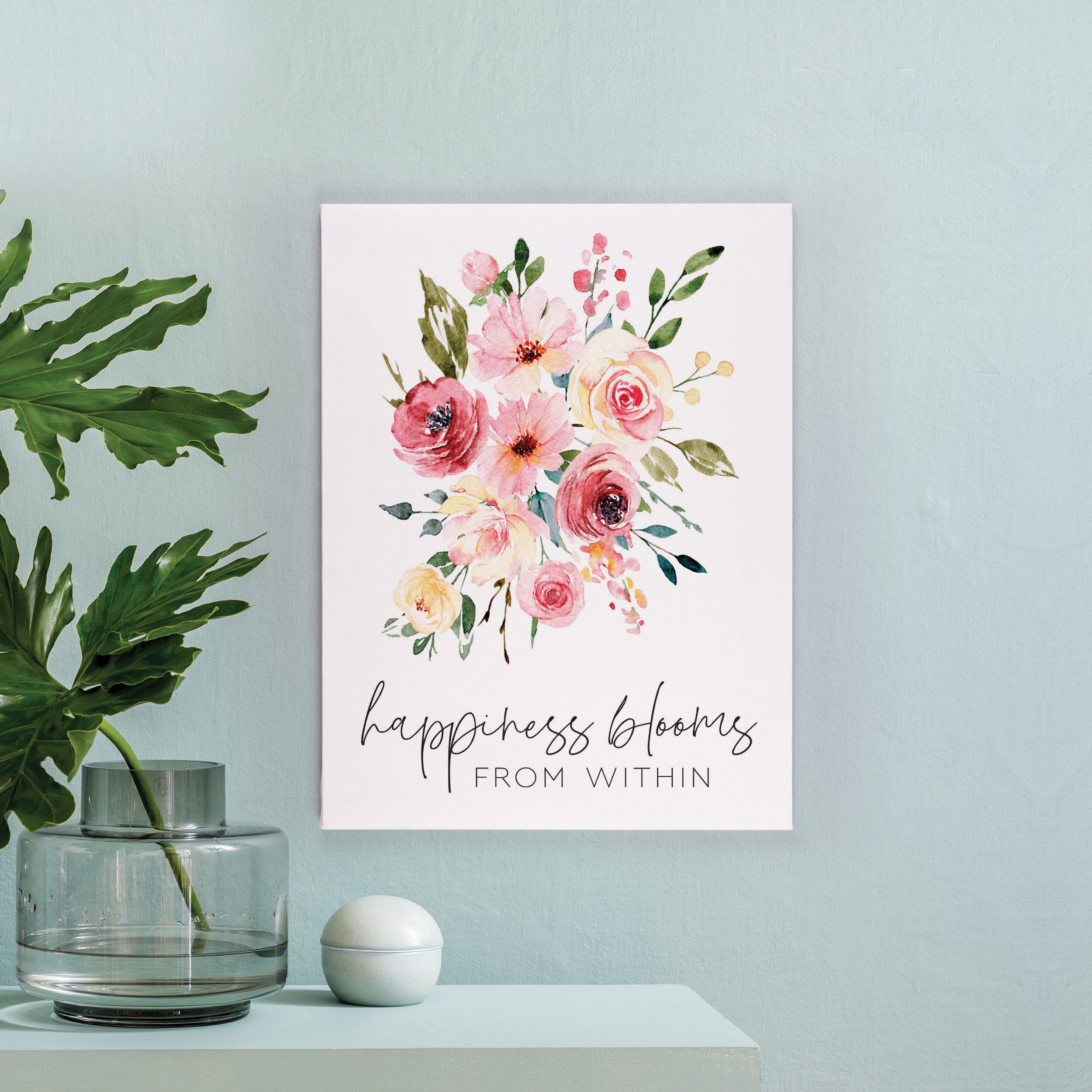 **Happiness Blooms From Within Canvas Décor