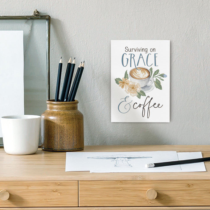 Surviving On Grace & Coffee Canvas Décor
