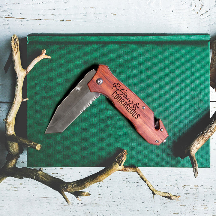 Be Strong And Courageous Pocket Knife