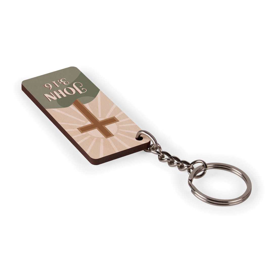 John 3:16 Maple Veneer Keychain